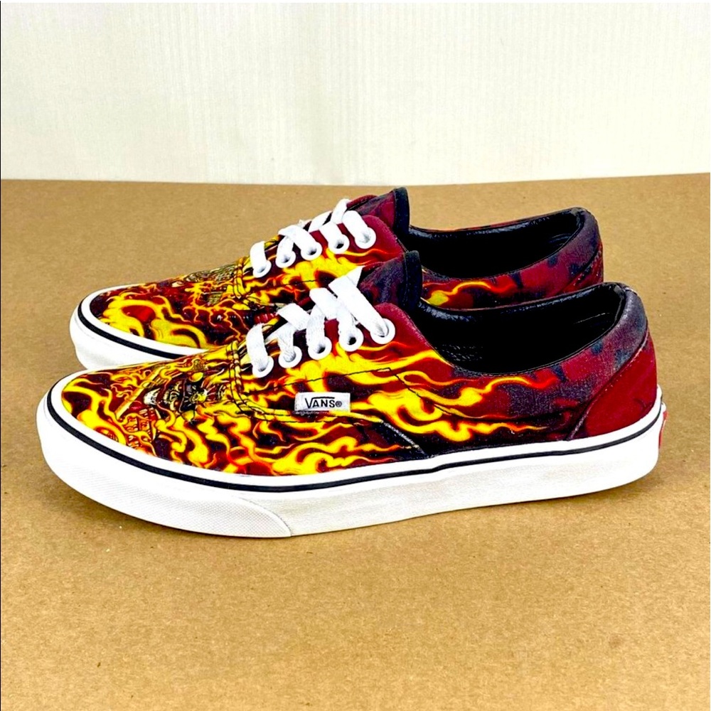 Vans Samurai Rising Flame Lace Up Sneakers Mens 6.5 Womens 8 Red Yellow Black